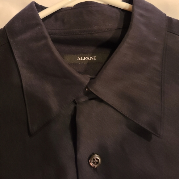 Alfani Long Sleeve Button Down Dress Shirt, Size Small Color: Black - Picture 2 of 3